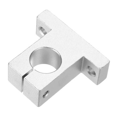 Four SK20 Aluminum Linear Shaft Clamping Supports For 20mm Shafts With Wrench Included, silver aluminum alloy, front view