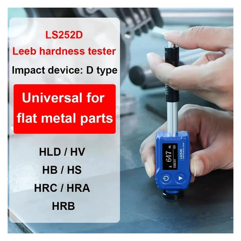 Portable Digital Leeb Hardness Tester And Durometer For Steel Metal Testing With Dual Coil Technology Delivering Killer Repeatability And Accuracy Plus Built In Direction Sensor That Automatically Fixes Angle Errors For Easy On The Go Use, handheld device inspecting metal.