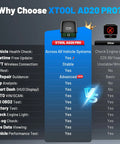 Comparison chart highlighting features of XTOOL AD20 Pro versus other scanners with AI Assisted Wireless OBD2 Scanner benefits.
