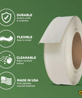 4 Inch Dry Back Vinyl Wall Base 120 Foot Roll Flexible Toe Vinyl Trim for Floors and Baseboards No Brainer Install Molding in Almond Bulk Roll Cove Base For Quick Fit depicted