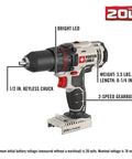 Rock Solid Cordless Drill And Impact Driver Combo Kit with 1/2 inch keyless chuck, bright LED, and 2-speed gearbox, 3.5 lbs.