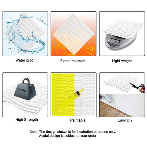 Bubble Texture 3D PVC Wall Panels 12 Pack For Interior Decor Covers 32 Square Feet 19.7 Inches Fire Resistant Easy DIY features