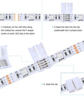 LED Strip Lights Connectors Kit 40 Pieces L Shape T Shape 4 Pin Solderless Adapters For 5050 RGB instructions on connecting strips