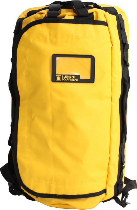Front view of Trailhead Duffel Bag Waterproof Yellow Large With Detachable Alpine Cut Shoulder Straps and Side Carry Handles