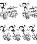 Six stainless steel cabinet door hinges with hydraulic damper and soft close buffer for quiet smooth cabinet action