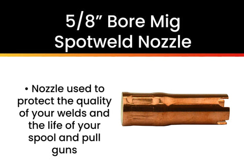 Five Eighths Inch Bore MIG Spot Weld Nozzle Tweco Style Compatible Standard Size Replacement Part For MIG Welders