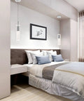 Chrome Finish Glass Bubble Crystal Mini Pendant Light With LED Bulb For Kitchen And Dining Rooms in bedroom setting
