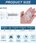 Hand holding Clear Acrylic Screws M6 x 12mm Round Head Phillips Bolts with specs for Machine Accessories and DIY Projects.