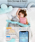Child sleeping with graph overlay showing Smart Thermometer Hygrometer With WiFi And App Alerts Real Time Temperature Humidity