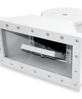 Wide Mouth Above Ground Pool Skimmer Kit with durable ABS construction, snap in weir, easy basket access, shown in close-up view.