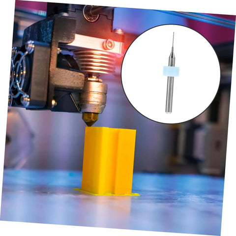 3D printer nozzle and yellow print with 30Pc Printer Nozzle Unclogger Kit With Tungsten Steel Drill Bits For Micro PCB