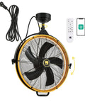 Outdoor Ceiling Fan 24.8 Inch 6 Speed Mounted Garage Fan With Remote And App 360 Degree Vertical Rotation Top Notch Outdoor Cooling For Gazebo Patio Pergola 5 Blades Yellow And Black
