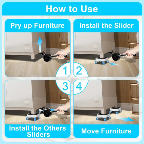 How to use Furniture Movers With 360 Degree Swivel Wheels And Anti Slip Groove Base for easy furniture relocation steps.