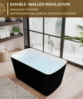 Premium Freestanding Acrylic Oval Soaking Bathtub 67 Inch Deep Soak Basin With Sleek Chrome Drain For Chill Home Spa Vibes And Effortless Comfort Soaking in a modern bathroom setting.