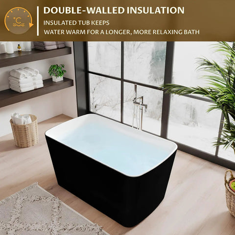 Premium Freestanding Acrylic Oval Soaking Bathtub 67 Inch Deep Soak Basin With Sleek Chrome Drain For Chill Home Spa Vibes And Effortless Comfort Soaking in a modern bathroom setting.