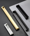 Concealed Drawer Pull Handle Black Zinc Alloy Slick Low Profile Cabinet Door Knob for Kitchen Cupboards and Drawers