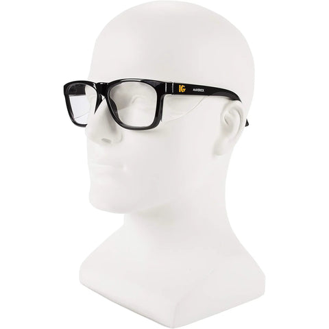 V30 Maverick Safety Glasses With Anti Fog Coating Clear Lenses Black Frame Unisex Eye Protection ANSI Z87 on mannequin