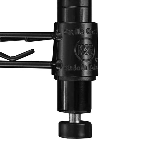 Close-up of NSF certified Heavy Duty 5-Tier Wire Shelving Rack With 800 Lb Per Shelf And 4,000 Lb Total Capacity corner pole