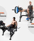 All In One Leg Day Beast Machine With Leg Press, Leg Extension, Seated Leg Curl, And Adjustable Workout Bench showing leg extensions