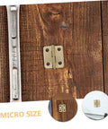 40 Piece Iron Miniature Hinges With Screws For Jewelry Box And Wooden Chest on wooden surface, showing hinge detail and size comparison.