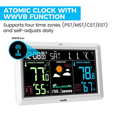 Must Have All In One Weather Console With Atomic Clock And Wireless Indoor Outdoor Monitor For Humidity And Temperature display