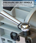 Detail of pressure relief handle on Heavy Duty Portable Electric Hydraulic Rebar Bender Machine 1100W To 1800W for construction.