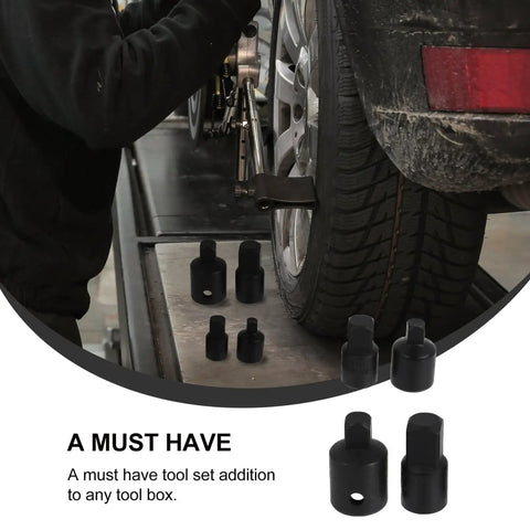 Dope 4 Piece Black Impact Adapter Set Made From Tough Tool Steel For Your Garage, Heavy Duty Socket Converter Kit For Car Repair Jobs And Heavy Machinery That Actually Lasts. Used on car wheel repair