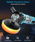 Powerful 1600W Rotary Buffer Polisher with Copper Motor, 7 Inch and 6 Inch Heads, close-up view