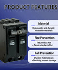 2 Pole 30 Amp Circuit Breaker For 120 Volt And 240 Volt Systems With Plug In Mount, Thermal Magnetic Protection, 10kA Breaking Capacity, Compatible With THQL Thick Series And Q Line Load Centers. Black 30A breaker