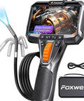 Ultra Slim 0.24-Inch Two-Way Articulating Borescope With Light, 1920P HD Endoscope Camera showing engine on screen