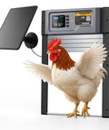 Solar Powered Roll Up Chicken Coop Door with Light Sensor Timer Manual Mode 2500mAh Battery USB C Backup Aluminum Frame Anti Pinch for Chicken Coop Size 13.2 by 8.9 Inches