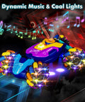 Gesture Sensing RC Stunt Car With Light And Music, 4WD Drifting And 360 Degree Rotating, illuminated wheels and music notes.