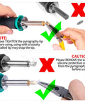 14 In 1 Wood Burning Kit With Adjustable Temperature Pen Heat Deflector Rubber Grip instruction illustration