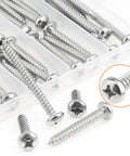 Top Shelf Size 12 Phillips Pan Head Wood Screws, Heavy Duty 304 Stainless Self Tapping Assortment Kit, showing smooth drive variants.