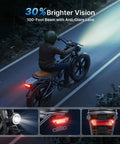Beast Mode High Torque Electric Bike For Adults With 2000W Peak Motor And 28 MPH Top Speed, rider at night on road