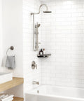 Bathtub Spout Valve With Diverter For Brushed Nickel Finish Half Inch Slip Fit Connection in modern bathroom setting