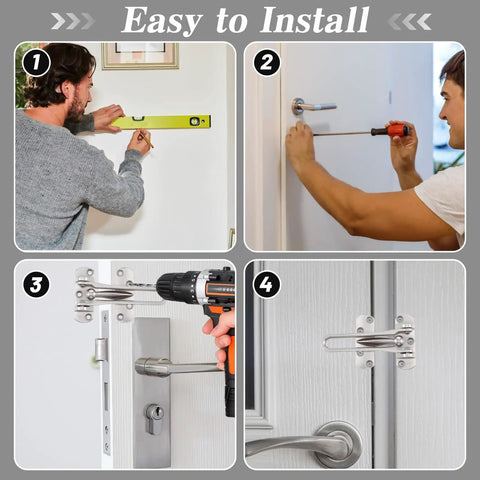 Step-by-step installation of Six Pack Tough As Nails Heavy Duty Swing Bar Door Lock With Mounting Screws Zinc Alloy Security Latch
