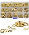 Multi Material Flat Washers Kit Copper Brass Stainless Steel Aluminum Assorted Seals Spacers For M5 To M14 100 Pieces Heavy Duty Washer Set For Home Workshop And DIY Projects, organized in a compartment case