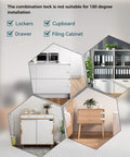 Built Like A Tank 90 Degree Cabinet Combination Lock Latch In White Heavy Duty Zinc Alloy Digital Lock Set For Office Files And Home Drawers Rust Proof Storage Hardware Smooth Fit on lockers, cupboards, drawers, and filing cabinets.