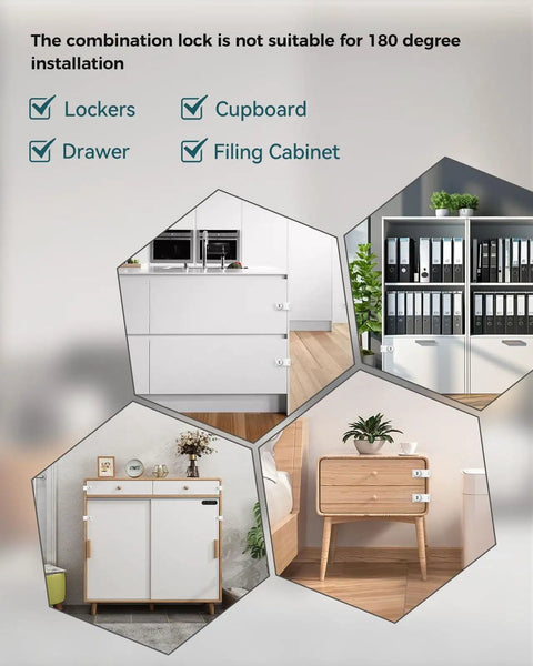 Built Like A Tank 90 Degree Cabinet Combination Lock Latch In White Heavy Duty Zinc Alloy Digital Lock Set For Office Files And Home Drawers Rust Proof Storage Hardware Smooth Fit on lockers, cupboards, drawers, and filing cabinets.