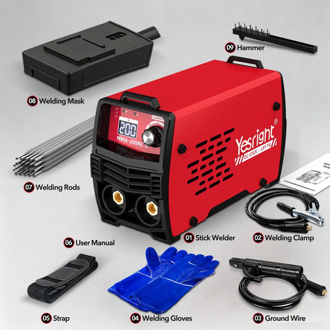 200A Portable Stick Welder With IGBT Inverter Hot Start 110V Compatible Pro DIY Welder For Home Shop with accessories