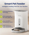 Super Slick Automatic Smart Pet Feeder With Crisp 2K Hd Camera And Nifty Smartphone App And 19 Cup Dry Kibble Dispenser For Cats And Dogs Keeping Them Fed On Autopilot With Voice Messages And Stress Free Scheduling, displaying white design with control panel and kibble tray.