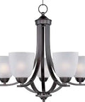 Axis Five Light Chandelier In Oil Rubbed Bronze Finish With Frost Glass Shade featuring elegant transitional design