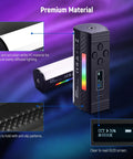 Magnetic Handheld RGB Light Wand With 360 Degree Color featuring OLED screen and premium diffused lighting material.