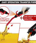 Battery Powered Fuel Transfer Pump Portable Gas Pump With Nozzle Red For Quick Two Point Six GPM Fuel Transfers