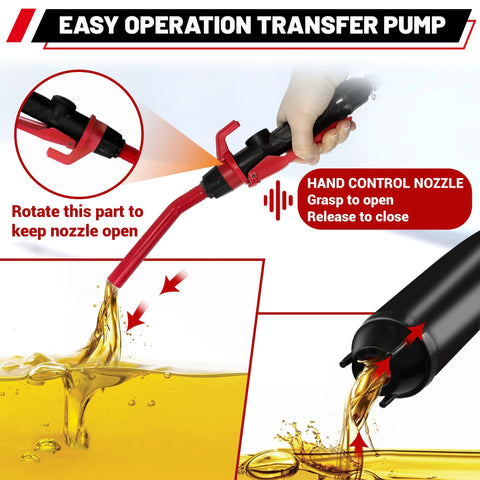 Battery Powered Fuel Transfer Pump Portable Gas Pump With Nozzle Red For Quick Two Point Six GPM Fuel Transfers