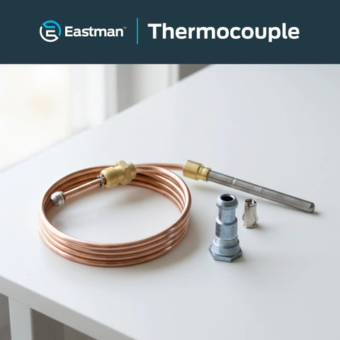 Eastman 18-inch gas thermocouple kit with copper coil, brass fittings and stainless steel sensor tip