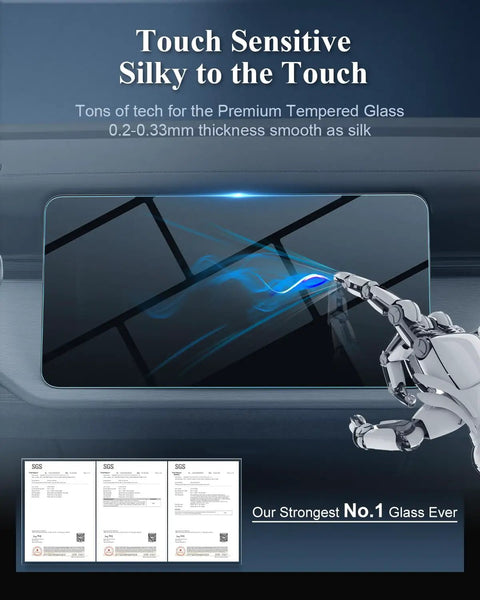 Top Shelf HD Tempered Glass Screen Protector For 2027 Rivian R2 15.6 Inch Center Console Touchscreen on display with touch response.