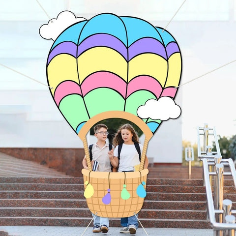 Party Ready Hot Air Balloon Photo Prop Backdrop For Travel Theme Parties And Photo Booths, Colorful Balloon Decor with kids
