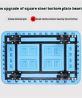 Heavy Duty Folding Hand Truck Platform Flatbed Cart For Loading And Storage, Beast Tough Steel Frame, Non Slip Sponge Grip, Quiet TPR Wheels, Anti Wind Cable, Built To Haul At Home, Garage, And Jobsite, Blue, underside view